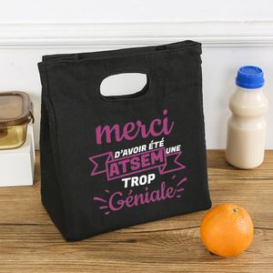 Je Suis Une Atsem Trop Geniale Print Cooler Lunch Box Portable Isolierte Lunch Bag Thermal Picknick School Food Storage Pouch Gift
