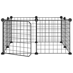 vidaXL 8-dielna klietka pre domáce zvieratá s dvierkami čierna 35x35 cm oceľ