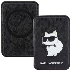 Karl Lagerfeld KLWMSPSAKHCK Wallet Card Slot Stand Saffiano Monogram Choupette MagSafe Case – Schwarz Handyhülle