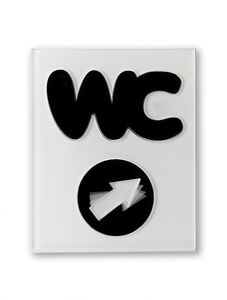 WC-Schild mit Pfeil, Wegweiser, WC Toilettenschild, Türschild schwarz auf weiß