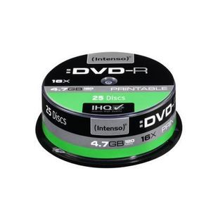 Intenso DVD-R 4.7GB, Printable, 16x, 4,7 GB, DVD-R, 120 mm, 25 Stück(e), 240 min, Tortenschachtel