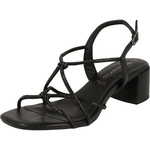 Tamaris Damen Sandalette Strass Karree Metallic Optik 1-28236-42, Größe:37 EU, Farbe:Schwarz