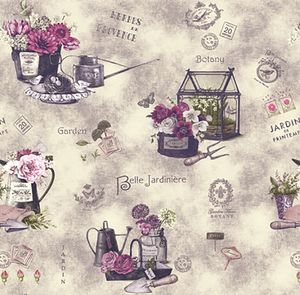 PVC Tischdecke Vintage Wachstuch - Breite & Länge wählbar - abwaschbar - Blumen Lila Garten Flieder , Größe:90 x 90 cm