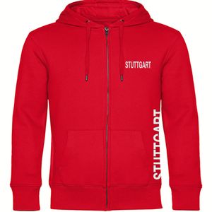 multifanshop Kapuzen Sweatshirt Jacke - Stuttgart - Brust & Seite, rot, Größe M