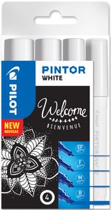 PILOT Pigmentmarker PINTOR medium 4er Set "WHITE"