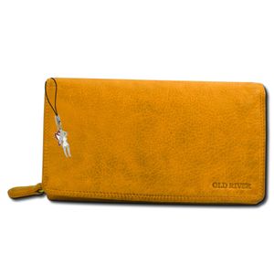 Old River Kožená dámska peňaženka žltá 19x4,5x11,5cm OPD410Y