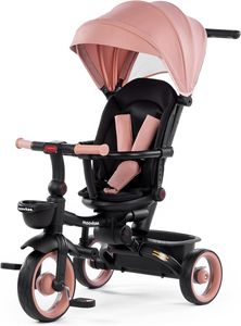 moovkee. Kinder Dreirad 4in1 ab 1 Jahr – Rosa – mit Schubstange, 360°-Sitz, Gurt & Schutzbügel