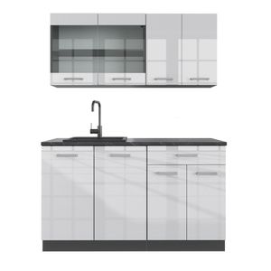 Vicco Single kitchen R-Line, 140 cm without worktop, White high gloss / anthracite