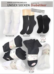6 Paar für Diabetiker entwickelte Kurzschaft Socken für Damen und Herren Gr. 43/46 schwarz
