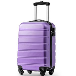 Flieks cestovní kufr s univerzálními kolečky, pevný kufr na kolečkách, kufr na příruční zavazadla s otočnými kolečky, M, 35x23x57cm, fialová barva