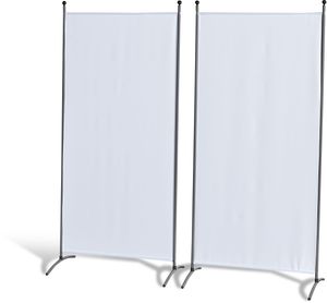 Grasekamp Doppelpack Stellwand 85x180 cm - weiß -  Paravent Raumteiler Trennwand  Sichtschutz
