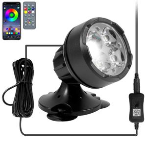 LED RGB Teichbeleuchtung Bluetooth Unterwasser Lampe Wasserdicht Scheinwerfer mit Saugnäpfe und Erdspieß
