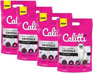 Calitti - Silikat Katzenstreu Premium Crystals Silikatstreu 4-er Set (4 x 3,8 L = 15,2 L)