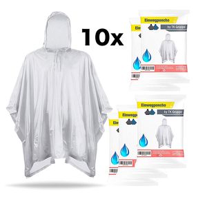 10x Regenjacke transparent Regenponcho einweg Regencape Poncho Regenmantel