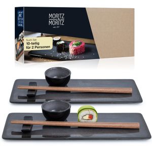Moritz & Moritz 10tlg Sushi Teller Anthrazit Asia Geschirr Set Digital