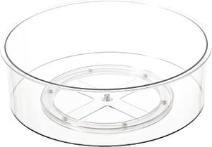 Lazy Susan Organizer, Gewürzregal mit erhöhtem Rand, große Kapazität, rutschfester, transparenter Drehteller-Organizer