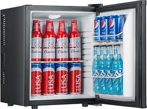 Sirge FRIGO25L0D Mini Kühlschrank Minibar Geräuschlos 25 Liter Türanschlag wechselbar + 0dB schwarz Minibar Weinfach Abmessungen: 380 (L) x 385 (W) x 470 (H) mm Mini-Bar