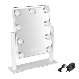 Schminktischspiegel, beleuchtet mit 3 Farbmodi, Vergrößerung, 35x30,5cm weiß, 220-240V