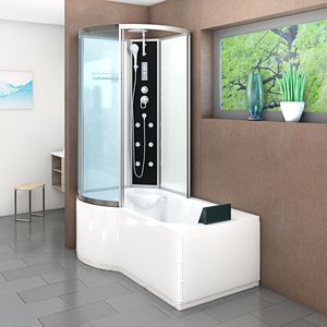 Kombination Badewanne Dusche K50-R01-EC Duschtempel 100x170 cm