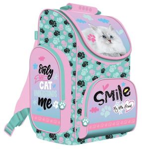 Licht Schulrucksack Schulranzen Schultasche Tornister, Rucksack PASTEL katze