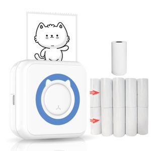 Mini-Drucker Fotodrucker für Smartphone Bluetooth Sofortbild-Thermodrucker mit 10 selbstklebenden Papierrollen 1 Thermopapierrolle Kompatibel mit iOS Android