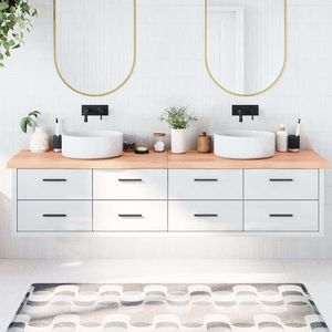 Waschtischplatte Hellbraun 220x50x6 cm Massivholz Behandelt
