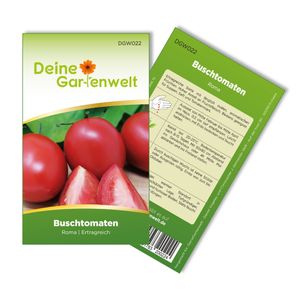 Buschtomaten Roma VF Samen - Solanum lycopersicum - Tomatensamen - Gemüsesamen - Saatgut für 20 Pflanzen
