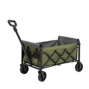 AIORBER Bollerwagen,70L, faltbar,mit großen Rädern,selbstaufrollender Griff,trolley,stabiles Stahlgestell,für Camping,Einkaufen,66x41x44,5cm,Armeegrün