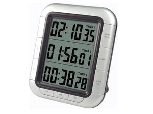 Digitaler Kurzzeitwecker, Kurzeitmesser 3 x Countdown-Timer, silber