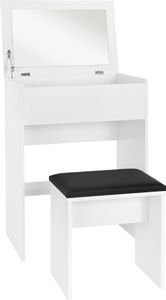 ML-Design toaletný stolík so stoličkou, toaletný stolík so zrkadlom, 60x40x122 cm, biely, moderný, obdĺžnikový a elegantný kozmetický stolík / kozmetický stolík ML-Design toaletný stolík so stoličkou, toaletný stolík so zrkadlom, 60x40x122 cm, biely, moderný, obdĺžnikový a elegantný kozmetický stolík / kozmetický stolík