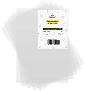 Tritart Transparentpapier Weiß DIN A2 | 20 Blatt 100g/qm | Papier Transparent