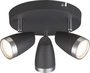 Globo Lighting Deckenleuchte Metall anthrazit, matt, Kunststoff anthrazit, ø: 190mm, H: 135mm, inkl. 3x LED 4W 126V, 280lm Source, 250lm Output, 3000K