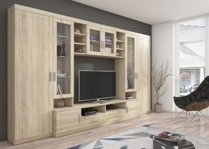 Paris Schrankwand Anbauwand Wohnzimmer Sonoma Eiche matt