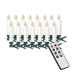15 kabellose LED Christbaumkerzen mit Fernbedienung | Komplett-Set | flammenlose Kerzen mit Tropfen | perfekte Alternative zur Lichterkette (weiß)