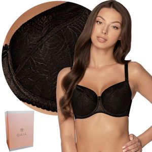 Gaia Damen Bügel BH Unterwäsche regulierbar  große Brüste 594 Sandy , schwarz 2, 85G