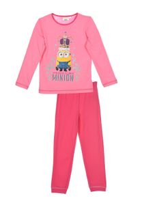 Minions Schlafanzug Pyjama Langarm Schlafanzug-Set Kinder Mädchen, Farbe:Rosa, Größe Kids:98