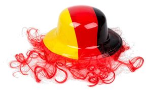 JUNG Fahne Melonen Hut mit Haare Deutschland Fussball EM 2024 Europameisterschaft (Fahne, Flagge, Fan Artikel, Mützen, Auto, Europameisterschaft)