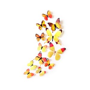 Oblique Unique 3D Schmetterlinge 12er Set für die Wand zum Kleben Wandtattoo Wandsticker Wanddeko - Real gelb
