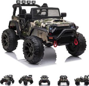 Kinderfahrzeug - Elektro Auto Offroad mit 24V Akku und 2x200W Motoren "Camouflage" 2,4Ghz+Ledersitz+EVA