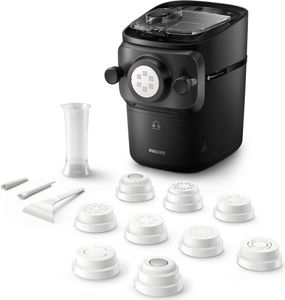 Philips Pastamaker Nudelmaschine 7000 Series inkl. Formaufsätzen für Spaghetti, Lasagne uvm., 200 W, Schwarz (HR2665/96) Philips Pastamaker Nudelmaschine 7000 Series inkl. Formaufsätzen für Spaghetti, Lasagne uvm., 200 W, Schwarz (HR2665/96)
