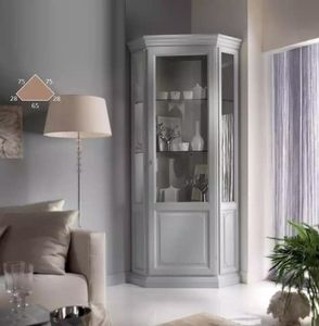 Eck Vitrine Schrank Weiß Vitrinen Wohnzimmer Klassischer Design Regal