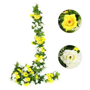 240cm Gelb Rosengirlande Blumengirlande Künstlich Rosenrebe Kunstblumen Rose Girlande