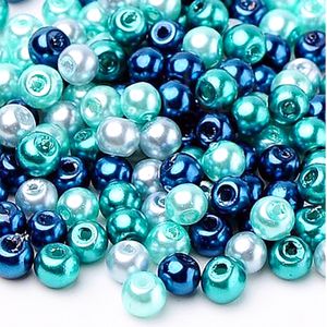200 Glas-Perlen rund 6mm Fädelperlen Bastelperlen Glasperlen Farbmix, Farbe:Farbmix 7