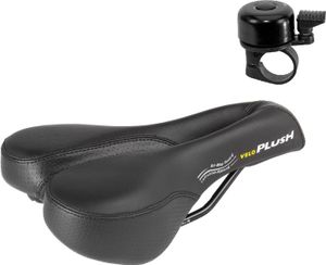 Velo Plush Basic Deep Channel F Touringsattel Schwarz inkl. Fahrradklingel