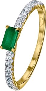 0,18 ct Diamant Brillant Smaragd Ring aus 585 Gelbgold RFB00010.21  Ringweite  54