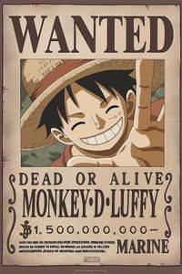 One Piece Poster Wanted Monkey D. Luffy 2 91,5 x 61 cm