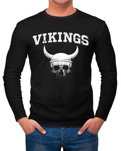 Herren Longsleeve Wikinger-Helm Skull Totenkopf Langarm-Shirt Fashion Streetstyle Neverless® schwarz L