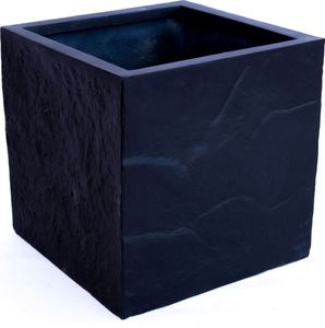 Elegant Einrichten | Pflanzkübel | Fiberglas | Stein-Optik | quadratisch | 70x70x70cm | elegant schwarz-matt.