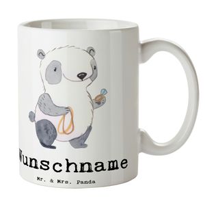 Mr. & Mrs. Panda Personalisierte Tasse Schmuckverkäufer mit Herz - Weiß - Geschenk, Wunschname, Ausbildung, Namenstasse, Schmuckgeschäft, neuer Schmuck, Tasse mit Namen