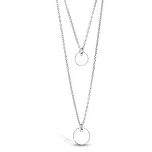 viva-adorno Edelstahl Damenkette mit Plättchen Coin Kette Halskette Runde Anhänger 50cm Länge HK43,silber